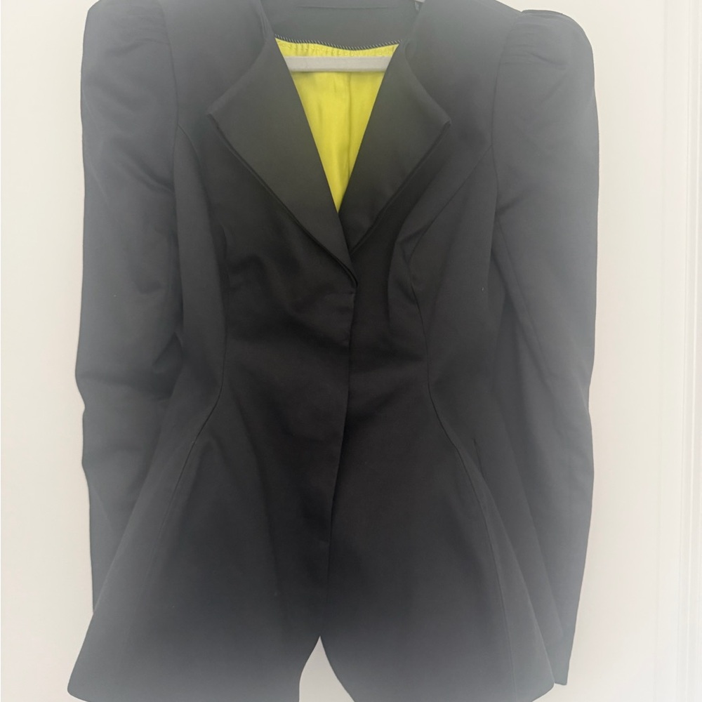 L.A.M.B. Black Blazer with Yellow Contrast Lining